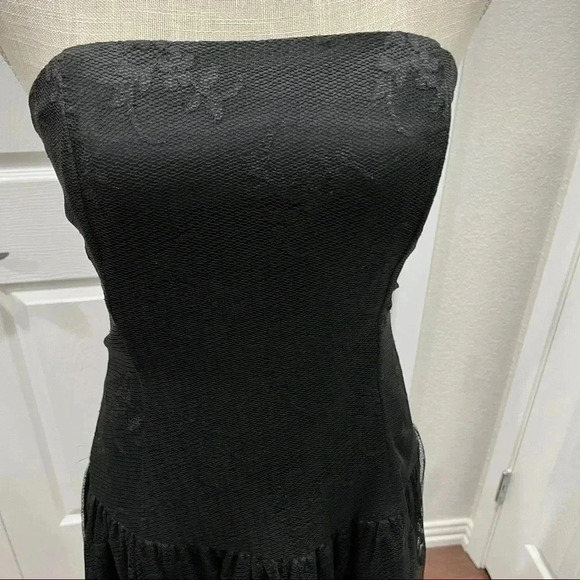 Gunne Sax Jessica McClintock Vintage black Lace Strapless Dress size9 Pr…❤️ - Picture 5 of 14